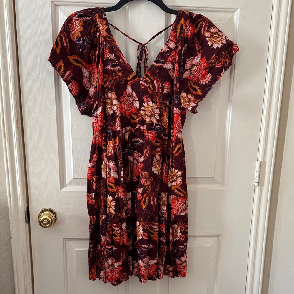 Old Navy Floral Burgundy Dress size Large